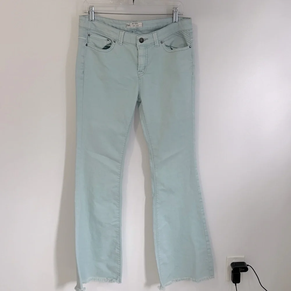 Free People Sky Blue Raw Hem Flare Jeans - Picture 1 of 6
